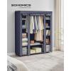 imageSONGMICS Closet Wardrobe Portable Closet for Bedroom Clothes Rail with NonWoven Fabric Cover Clothes Storage Organizer 59 x 177 x 69 Inches 12 Compartments Black ULSF03HDark Blue