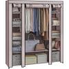 imageSONGMICS Closet Wardrobe Portable Closet for Bedroom Clothes Rail with NonWoven Fabric Cover Clothes Storage Organizer 59 x 177 x 69 Inches 12 Compartments Black ULSF03HDusty Pink