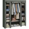 imageSONGMICS Closet Wardrobe Portable Closet for Bedroom Clothes Rail with NonWoven Fabric Cover Clothes Storage Organizer 59 x 177 x 69 Inches 12 Compartments Black ULSF03HSage Green