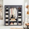 imageSONGMICS Closet Wardrobe Portable Closet for Bedroom Clothes Rail with NonWoven Fabric Cover Clothes Storage Organizer 59 x 177 x 69 Inches 12 Compartments Black ULSF03HGrey