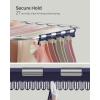 imageSONGMICS Clothes Drying Rack with Sock Clips Metal Laundry Rack Foldable SpaceSaving FreeStanding Airer with 2 HeightAdjustable Gullwings Indoor Outdoor Use Silver and White ULLR052W01Silver  Blue