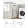 imageSONGMICS Clothes Drying Rack with Sock Clips Metal Laundry Rack Foldable SpaceSaving FreeStanding Airer with 2 HeightAdjustable Gullwings Indoor Outdoor Use Silver and White ULLR052W01Silver  White
