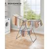 imageSONGMICS Clothes Drying Rack with Sock Clips Metal Laundry Rack Foldable SpaceSaving FreeStanding Airer with 2 HeightAdjustable Gullwings Indoor Outdoor Use Silver and White ULLR052W01Gray