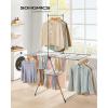 imageSONGMICS Clothes Drying Rack with Sock Clips Metal Laundry Rack Foldable SpaceSaving FreeStanding Airer with 2 HeightAdjustable Gullwings Indoor Outdoor Use Silver and White ULLR052W01Gray