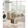 imageSONGMICS Clothes Drying Rack with Sock Clips Metal Laundry Rack Foldable SpaceSaving FreeStanding Airer with 2 HeightAdjustable Gullwings Indoor Outdoor Use Silver and White ULLR052W01White  Green