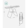 imageSONGMICS Clothes Drying Rack with Sock Clips Metal Laundry Rack Foldable SpaceSaving FreeStanding Airer with 2 HeightAdjustable Gullwings Indoor Outdoor Use Silver and White ULLR052W01Silver  White