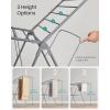 imageSONGMICS Clothes Drying Rack with Sock Clips Metal Laundry Rack Foldable SpaceSaving FreeStanding Airer with 2 HeightAdjustable Gullwings Indoor Outdoor Use Silver and White ULLR052W01Gray