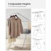 imageSONGMICS Clothes Drying Rack with Sock Clips Metal Laundry Rack Foldable SpaceSaving FreeStanding Airer with 2 HeightAdjustable Gullwings Indoor Outdoor Use Silver and White ULLR052W01Silver  White