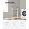 imageSONGMICS Clothes Drying Rack with Sock Clips Metal Laundry Rack Foldable SpaceSaving FreeStanding Airer with 2 HeightAdjustable Gullwings Indoor Outdoor Use Silver and White ULLR052W01White  Gray