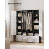 imageSONGMICS Cube Storage Organzier Portable Wardrobe Closet 12 Cubes DIY Plastic Armoire Cabinet Modular Shelves Unit with Doors and Hanging Rods for Bedroom Black ULPC301B01
