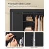 imageSONGMICS Portable Closet 512 Inch Large Capacity Wardrobe Closet Organizer with Fabric Cover Hanging Rods and Shelves 512 x 177 x 661 Inches for Bedroom Living Room Dove Grey URYG096G01Black
