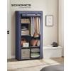imageSONGMICS Portable Closet Clothes Storage Organizer with 6 Shelves 1 Clothes Hanging Rail NonWoven Fabric Closet Metal Frame 346 x 177 x 661 Inches Grey URYG84GYDark Blue
