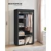 imageSONGMICS Portable Closet Clothes Storage Organizer with 6 Shelves 1 Clothes Hanging Rail NonWoven Fabric Closet Metal Frame 346 x 177 x 661 Inches Grey URYG84GYBlack