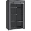 imageSONGMICS Portable Closet Clothes Storage Organizer with 6 Shelves 1 Clothes Hanging Rail NonWoven Fabric Closet Metal Frame 346 x 177 x 661 Inches Grey URYG84GYGrey