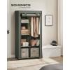 imageSONGMICS Portable Closet Clothes Storage Organizer with 6 Shelves 1 Clothes Hanging Rail NonWoven Fabric Closet Metal Frame 346 x 177 x 661 Inches Grey URYG84GYSage Green