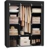 imageSONGMICS Portable Closet Clothes Storage Organizer with 6 Shelves 1 Clothes Hanging Rail NonWoven Fabric Closet Metal Frame 346 x 177 x 661 Inches Grey URYG84GYBlack
