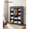 imageSONGMICS Portable Closet Clothes Storage Organizer with 6 Shelves 1 Clothes Hanging Rail NonWoven Fabric Closet Metal Frame 346 x 177 x 661 Inches Grey URYG84GYGrey