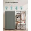 imageSONGMICS Portable Closet Clothes Storage Organizer with 6 Shelves 1 Clothes Hanging Rail NonWoven Fabric Closet Metal Frame 346 x 177 x 661 Inches Grey URYG84GYSage Green
