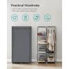 imageSONGMICS Portable Closet Clothes Storage Organizer with 6 Shelves 1 Clothes Hanging Rail NonWoven Fabric Closet Metal Frame 346 x 177 x 661 Inches Grey URYG84GYGrey