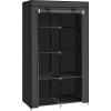 imageSONGMICS Portable Closet Clothes Storage Organizer with 6 Shelves 1 Clothes Hanging Rail NonWoven Fabric Closet Metal Frame 346 x 177 x 661 Inches Grey URYG84GYBlack