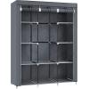 imageSONGMICS Portable Closet Clothes Storage Organizer with 6 Shelves 1 Clothes Hanging Rail NonWoven Fabric Closet Metal Frame 346 x 177 x 661 Inches Grey URYG84GYGrey