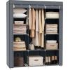 imageSONGMICS Portable Closet Clothes Storage Organizer with 6 Shelves 1 Clothes Hanging Rail NonWoven Fabric Closet Metal Frame 346 x 177 x 661 Inches Grey URYG84GYGrey