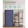 imageSONGMICS Portable Closet Clothes Storage Organizer with 6 Shelves 1 Clothes Hanging Rail NonWoven Fabric Closet Metal Frame 346 x 177 x 661 Inches Grey URYG84GYDark Blue
