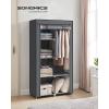 imageSONGMICS Portable Closet Clothes Storage Organizer with 6 Shelves 1 Clothes Hanging Rail NonWoven Fabric Closet Metal Frame 346 x 177 x 661 Inches Grey URYG84GYGrey