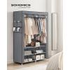 imageSONGMICS Portable Closet Wardrobe with Shoe Rack and Cover Closet Storage Organizer 2 Hanging Rods Shelves and 4 Side Pockets 50 x 177 x 693 Inches Spacious for Bedroom Black URYG008B02Grey