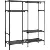 imageSONGMICS Wardrobe Closet 65 Inch Heavy Duty Portable Closet Freestanding Closet Organizer Clothes Rack with Cover 2 Hanging Rails 3 Shelves4 Side PocketsBlack URDR301B022Row without Cover