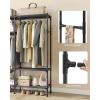 imageSONGMICS Wardrobe Closet 65 Inch Heavy Duty Portable Closet Freestanding Closet Organizer Clothes Rack with Cover 2 Hanging Rails 3 Shelves4 Side PocketsBlack URDR301B022Row without Cover