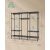 imageSONGMICS Wardrobe Closet 65 Inch Heavy Duty Portable Closet Freestanding Closet Organizer Clothes Rack with Cover 2 Hanging Rails 3 Shelves4 Side PocketsBlack URDR301B023Row without Cover