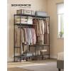 imageSONGMICS Wardrobe Closet 65 Inch Heavy Duty Portable Closet Freestanding Closet Organizer Clothes Rack with Cover 2 Hanging Rails 3 Shelves4 Side PocketsBlack URDR301B022Row without Cover