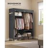 imageSONGMICS Wardrobe Closet 65 Inch Heavy Duty Portable Closet Freestanding Closet Organizer Clothes Rack with Cover 2 Hanging Rails 3 Shelves4 Side PocketsBlack URDR301B022Row with Cover