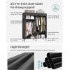 imageSONGMICS Wardrobe Closet 65 Inch Heavy Duty Portable Closet Freestanding Closet Organizer Clothes Rack with Cover 2 Hanging Rails 3 Shelves4 Side PocketsBlack URDR301B022Row with Cover