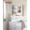 imageVASAGLE Bathroom Cabinet with Mirror Wall Cabinet with 2 Mirrored Doors Adjustable Shelf Open Compartment WallMounted 51 x 222 x 23 Inches Laurel Green ULHC002C02White