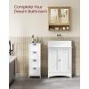 imageVASAGLE Bathroom Cabinet with Mirror Wall Cabinet with 2 Mirrored Doors Adjustable Shelf Open Compartment WallMounted 51 x 222 x 23 Inches Laurel Green ULHC002C02Natural Oak
