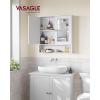 imageVASAGLE Bathroom Cabinet with Mirror Wall Cabinet with 2 Mirrored Doors Adjustable Shelf Open Compartment WallMounted 51 x 222 x 23 Inches Laurel Green ULHC002C02White