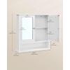 imageVASAGLE Bathroom Cabinet with Mirror Wall Cabinet with 2 Mirrored Doors Adjustable Shelf Open Compartment WallMounted 51 x 222 x 23 Inches Laurel Green ULHC002C02White