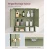 imageVASAGLE Bathroom Cabinet with Mirror Wall Cabinet with 2 Mirrored Doors Adjustable Shelf Open Compartment WallMounted 51 x 222 x 23 Inches Laurel Green ULHC002C02Laurel Green