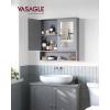 imageVASAGLE Bathroom Cabinet with Mirror Wall Cabinet with 2 Mirrored Doors Adjustable Shelf Open Compartment WallMounted 51 x 222 x 23 Inches Laurel Green ULHC002C02Dove Gray