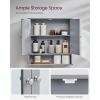 imageVASAGLE Bathroom Cabinet with Mirror Wall Cabinet with 2 Mirrored Doors Adjustable Shelf Open Compartment WallMounted 51 x 222 x 23 Inches Laurel Green ULHC002C02Dove Gray