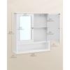 imageVASAGLE Bathroom Cabinet with Mirror Wall Cabinet with 2 Mirrored Doors Adjustable Shelf Open Compartment WallMounted 51 x 222 x 23 Inches Laurel Green ULHC002C02White