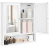 imageVASAGLE Bathroom Cabinet with Mirror Wall Cabinet with 2 Mirrored Doors Adjustable Shelf Open Compartment WallMounted 51 x 222 x 23 Inches Laurel Green ULHC002C02White