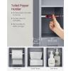 imageVASAGLE Over The Toilet Storage Shelf Bathroom Storage Cabinet with Sliding Door Adjustable Shelves Toilet Paper Holder SpaceSaving Modern 98 x 327 x 669 Inches Cloud White UBTS018W01Dove Gray