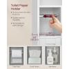 imageVASAGLE Over The Toilet Storage Shelf Bathroom Storage Cabinet with Sliding Door Adjustable Shelves Toilet Paper Holder SpaceSaving Modern 98 x 327 x 669 Inches Cloud White UBTS018W01Cloud White