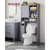 imageVASAGLE Over The Toilet Storage Shelf Bathroom Storage Cabinet with Sliding Door Adjustable Shelves Toilet Paper Holder SpaceSaving Modern 98 x 327 x 669 Inches Cloud White UBTS018W01Dove Gray