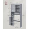 imageVASAGLE Over The Toilet Storage Shelf Bathroom Storage Cabinet with Sliding Door Adjustable Shelves Toilet Paper Holder SpaceSaving Modern 98 x 327 x 669 Inches Cloud White UBTS018W01Dove Gray