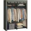 imageSONGMICS Closet Wardrobe Portable Closet for Bedroom Clothes Rail with NonWoven Fabric Cover Clothes Storage Organizer 551 x 169 x 685 Inches Black URYG02BKSage Green