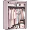 imageSONGMICS Closet Wardrobe Portable Closet for Bedroom Clothes Rail with NonWoven Fabric Cover Clothes Storage Organizer 551 x 169 x 685 Inches Black URYG02BKLavender Purple